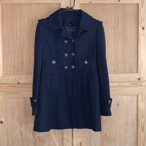 Via Navy blue wool blend vintage style double breasted classic pea coat size M